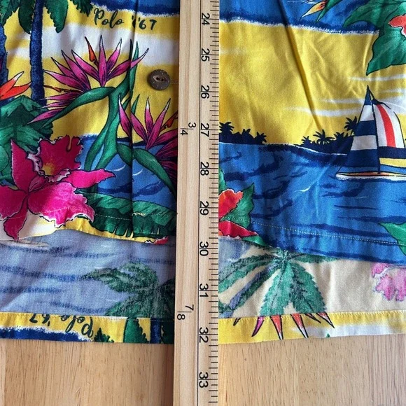 NEW Polo Ralph Lauren Hawaiian Shirt Mens XL Viscose Aloha Floral Sailboats $168 - Picture 8 of 9